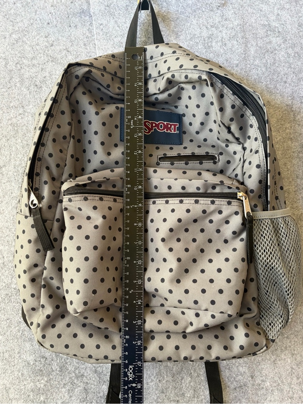 Jansport Digibreak Gray Backpack with Black Polka Dots - Picture 12 of 13